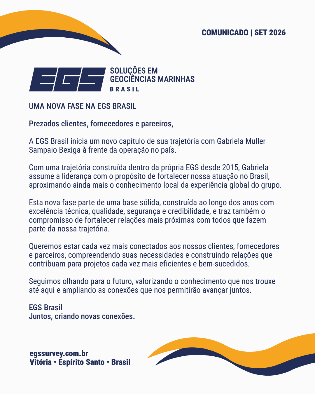 Um novo capítulo começa na EGS Brasil